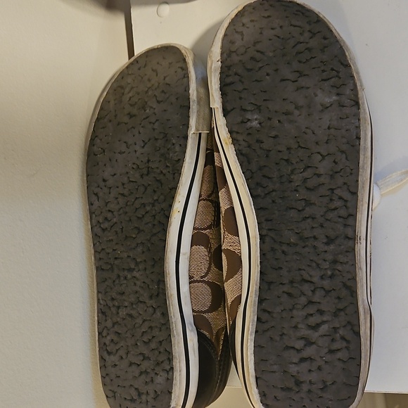 Coach Womens Low Top Signature Canvas Shoes Khaki Mahogany Size 11 lace up - Picture 6 of 8